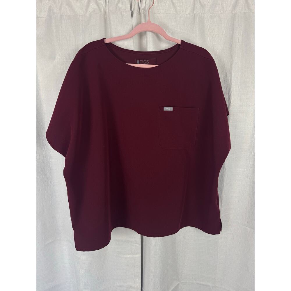 FIGS Technical Collection Scrub Top XXL Burgundy Oversized - Picture 3 of 5